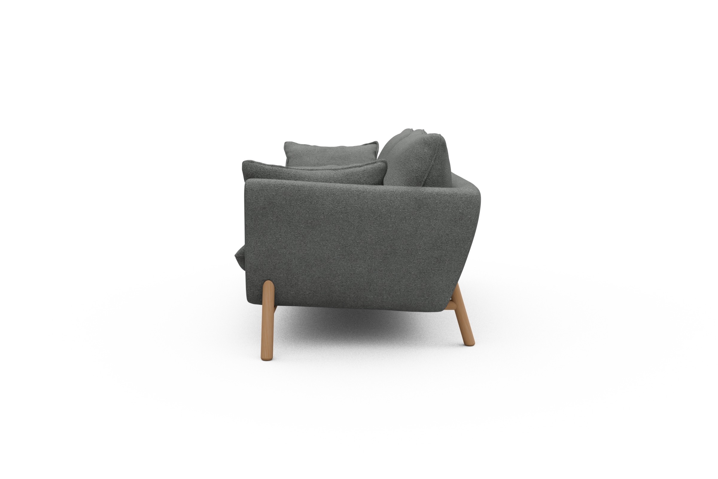 Sofa Emil 2-Sitzer Beinfarbe Eiche Natur Boucle-Ash-Grey