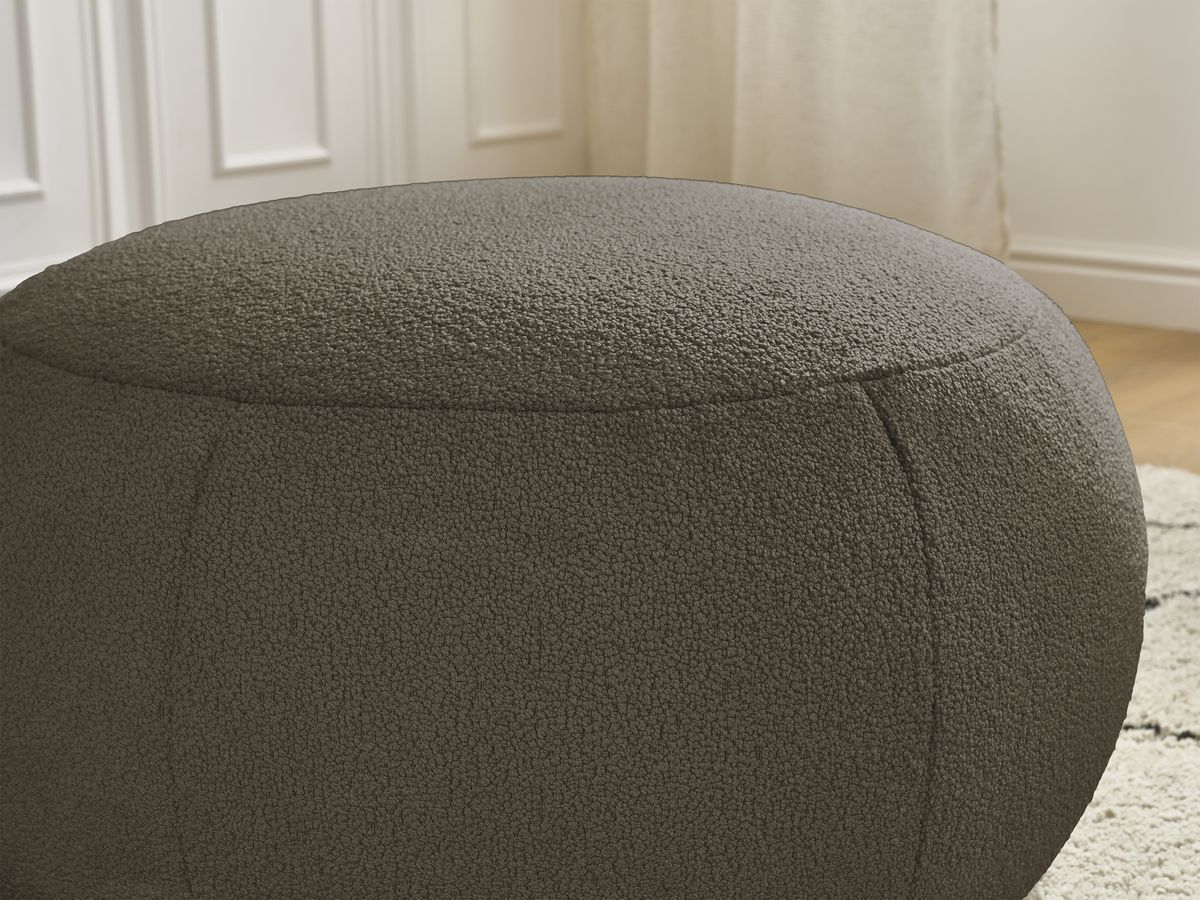 Bobochic Hayden Pouf, rund Bouclé-Stoff Braun, 76 cm