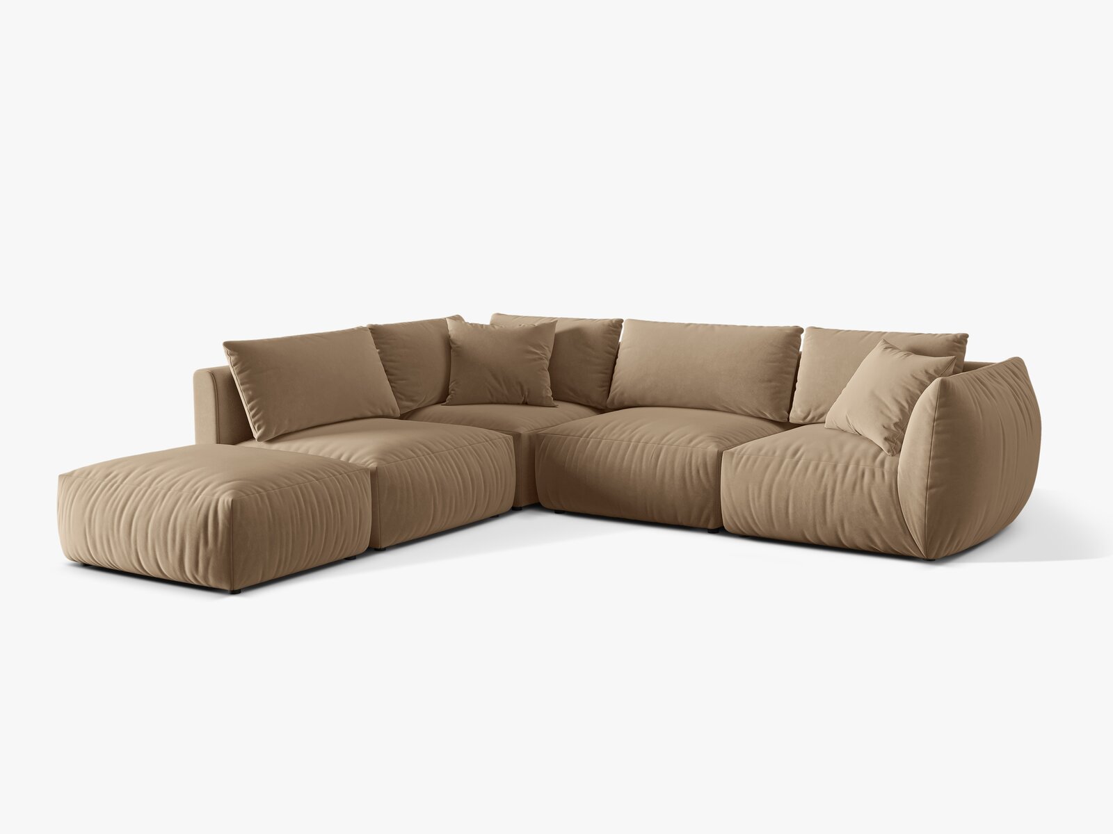 Micadoni Modulares Ecksofa Chris 4-Sitzer Links Samt Sand