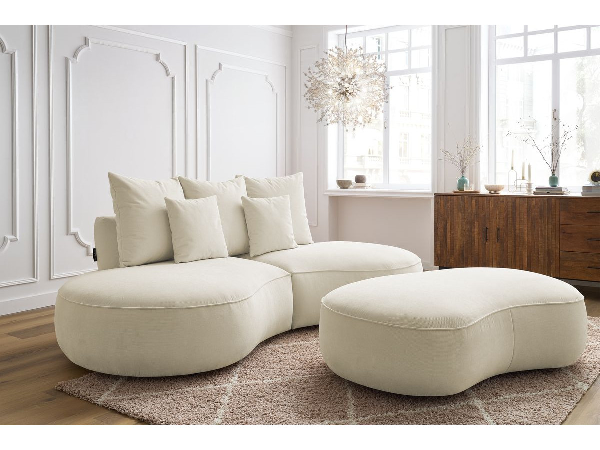 Bobochic Saint-germain Sofa 5-Sitzer mit Pouf Strukturstoff Beige