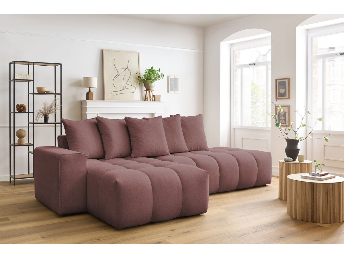 Bobochic Mont-blanc Ecksofa Melange-Stoff Rosa Ecke links