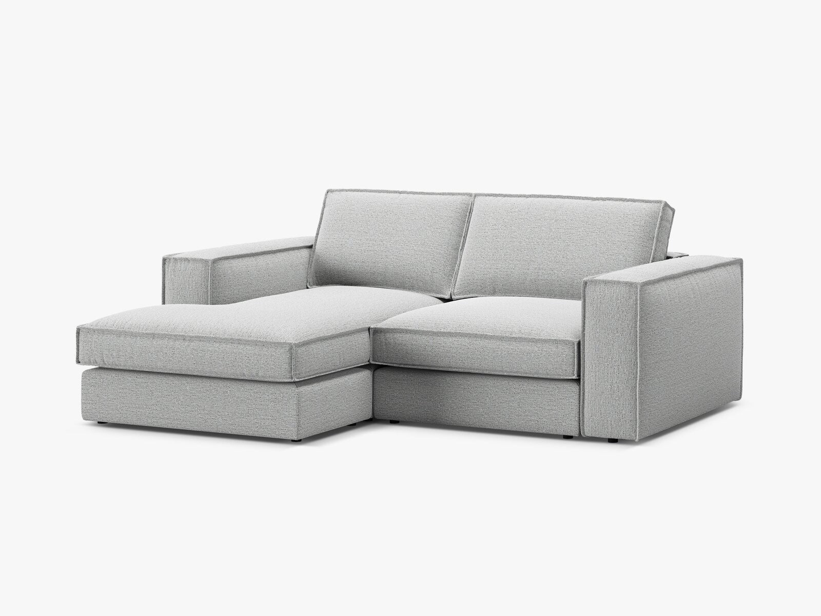 Micadoni modulares Ecksofa Pola 2-Sitzer kleine Version Links Strukturierter Stoff Babel Hellgrau