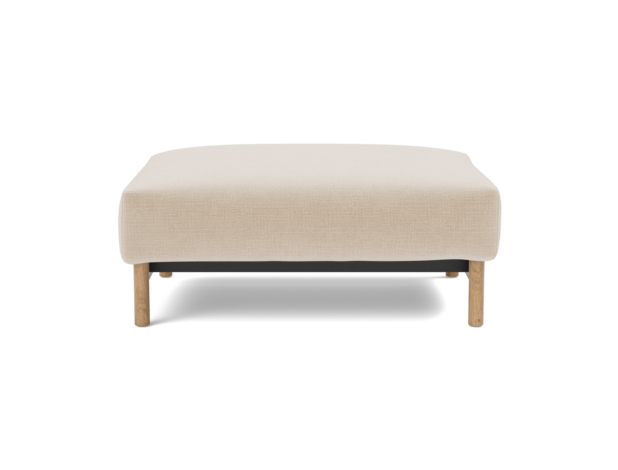 Hocker Malloy Chenille Esina 410-Almond-Beige Beine Eiche