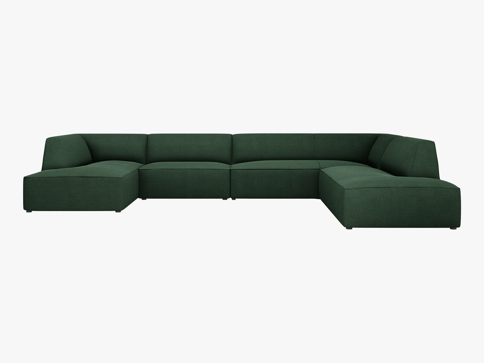 Micadoni Panorama-Ecksofa Ruby 7-Sitzer Rechts Strukturierter Stoff Ottawa Grün
