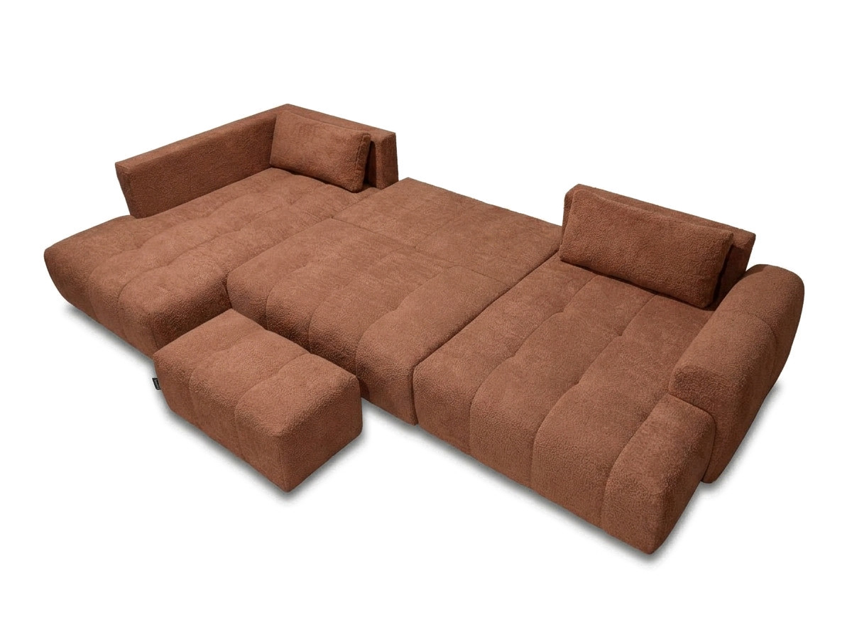 Bobochic Roxelane Wohnlandschaft mit Pouf Bouclé-Stoff Orange Ecke rechts