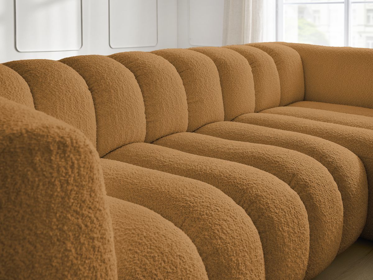Bobochic Talia Ecksofa Bouclé-Stoff Gelb Ecke rechts