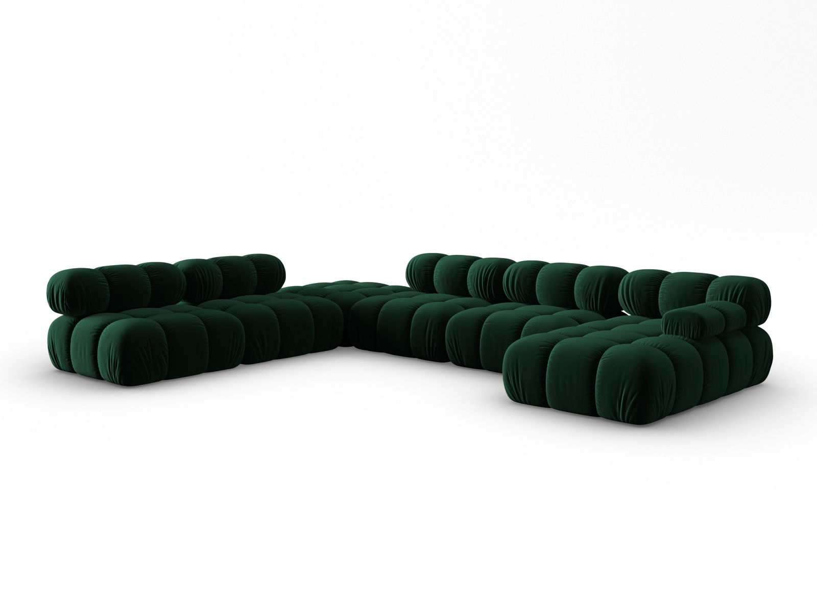 Micadoni Modulares Panorama Ecksofa Bellis 7-Sitzer Links Samt Bluvel Flaschengrün