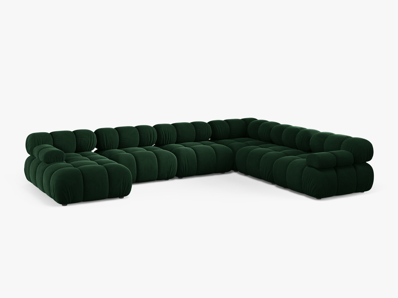Micadoni Modulares Panorama Ecksofa Bellis 8-Sitzer Rechts Samt Bluvel Flaschengrün
