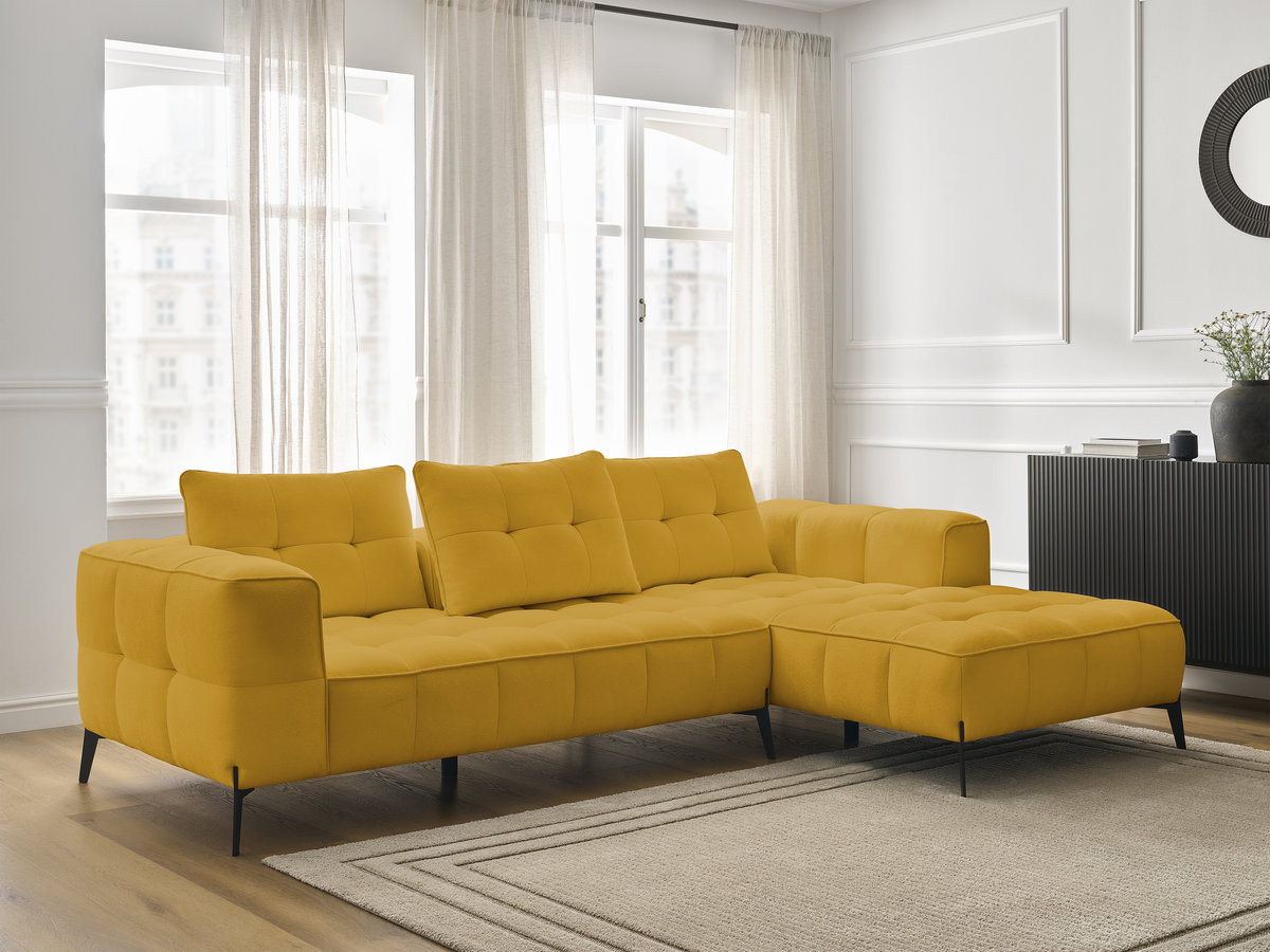 Bobochic Anis Ecksofa Strukturstoff Gelb Ecke rechts