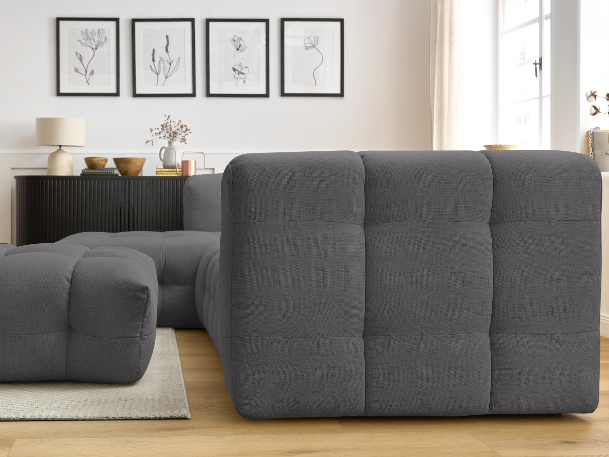 Bobochic Cloud Ecksofa mit Pouf 288 × 184 cm Stoff Dunkelgrau Ecke links