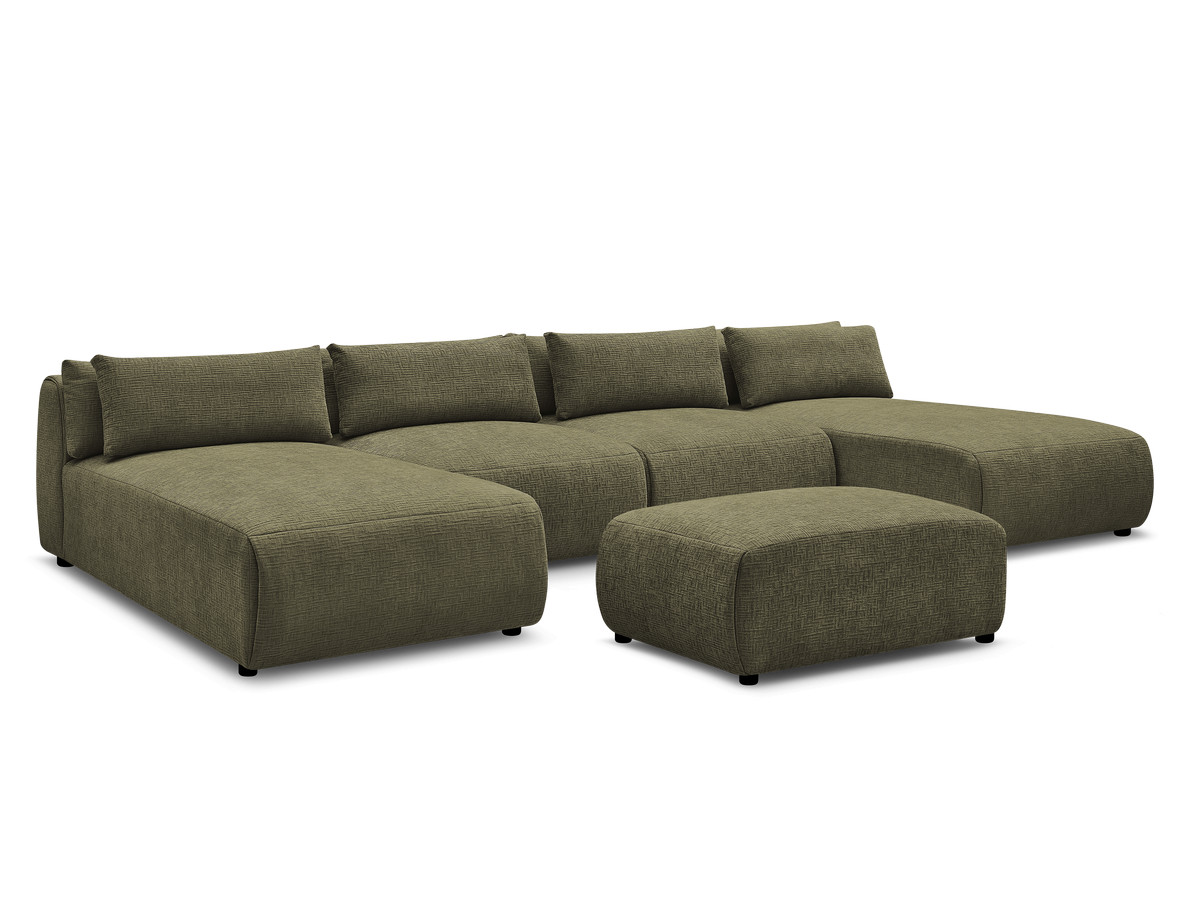 Bobochic Jana Wohnlandschaft mit kleinem Pouf Strukturstoff Grün