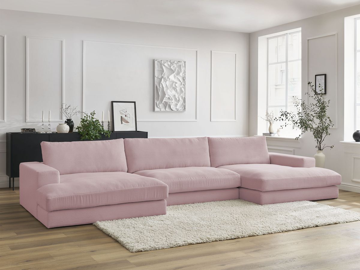 Bobochic Leonard Wohnlandschaft 349 × 159 cm Cordsamt Violett