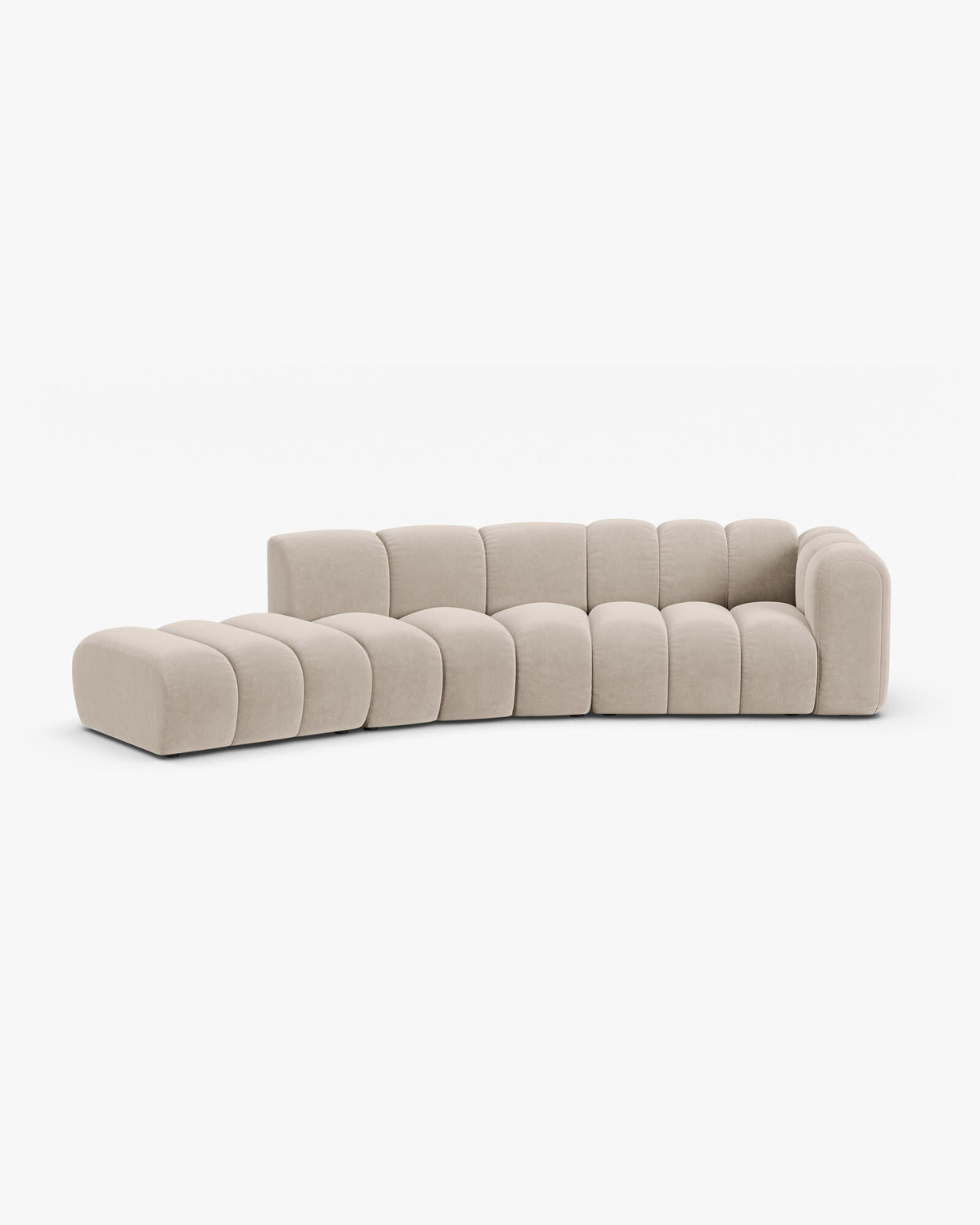 Micadoni Modulares Sofa Lupine 5-Sitzer Links Samt Salvador Beige