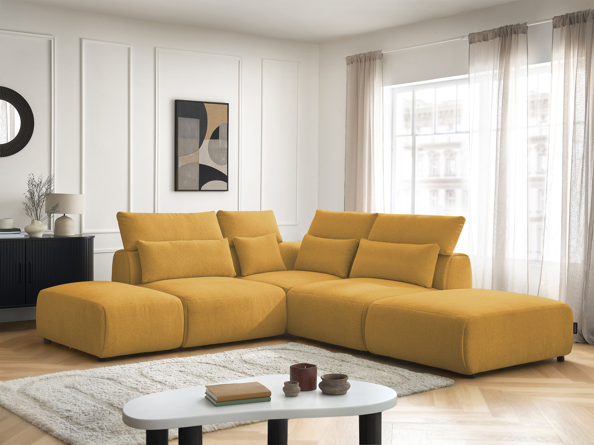 Bobochic Jana Ecksofa Melange-Stoff Gelb