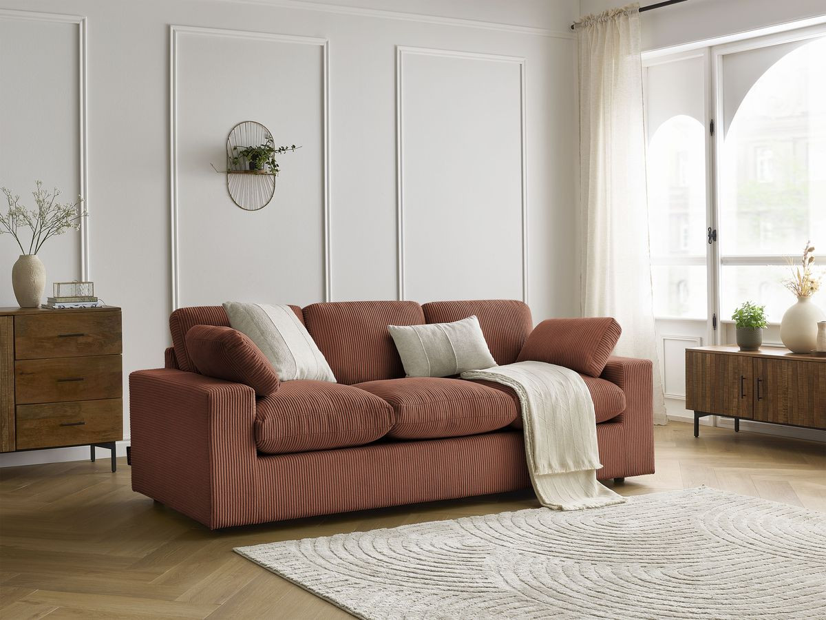 Bobochic Belair Sofa 3-Sitzer 220 × 93 cm Cordsamt Orange