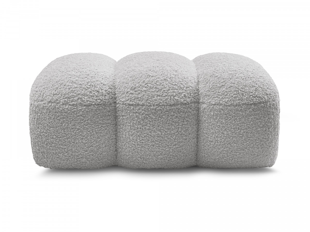 Bobochic Hippolyte Pouf Bouclé-Stoff Hellgrau