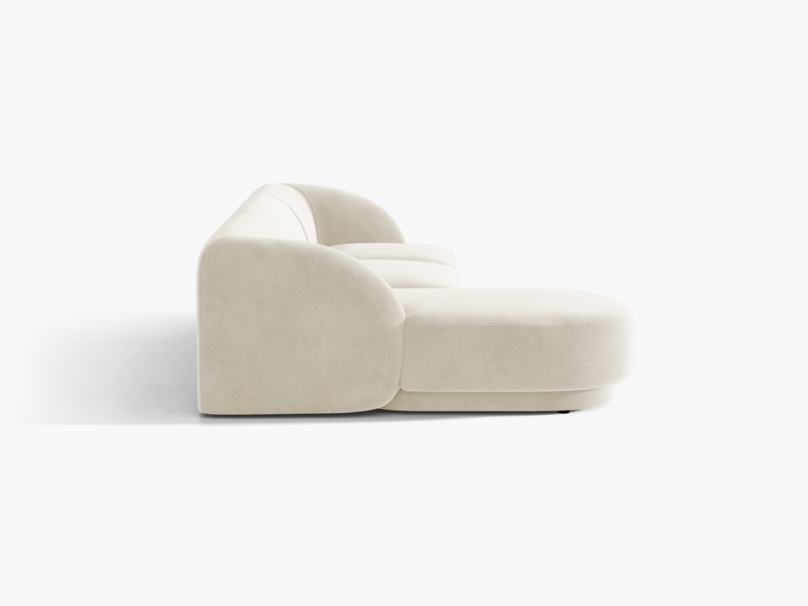 Micadoni Ecksofa Miley 4-Sitzer Links Samt Bluvel Helles Beige