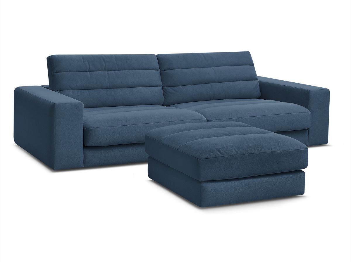 Bobochic Sierra Sofa 4-Sitzer mit Pouf Samt Dunkelblau