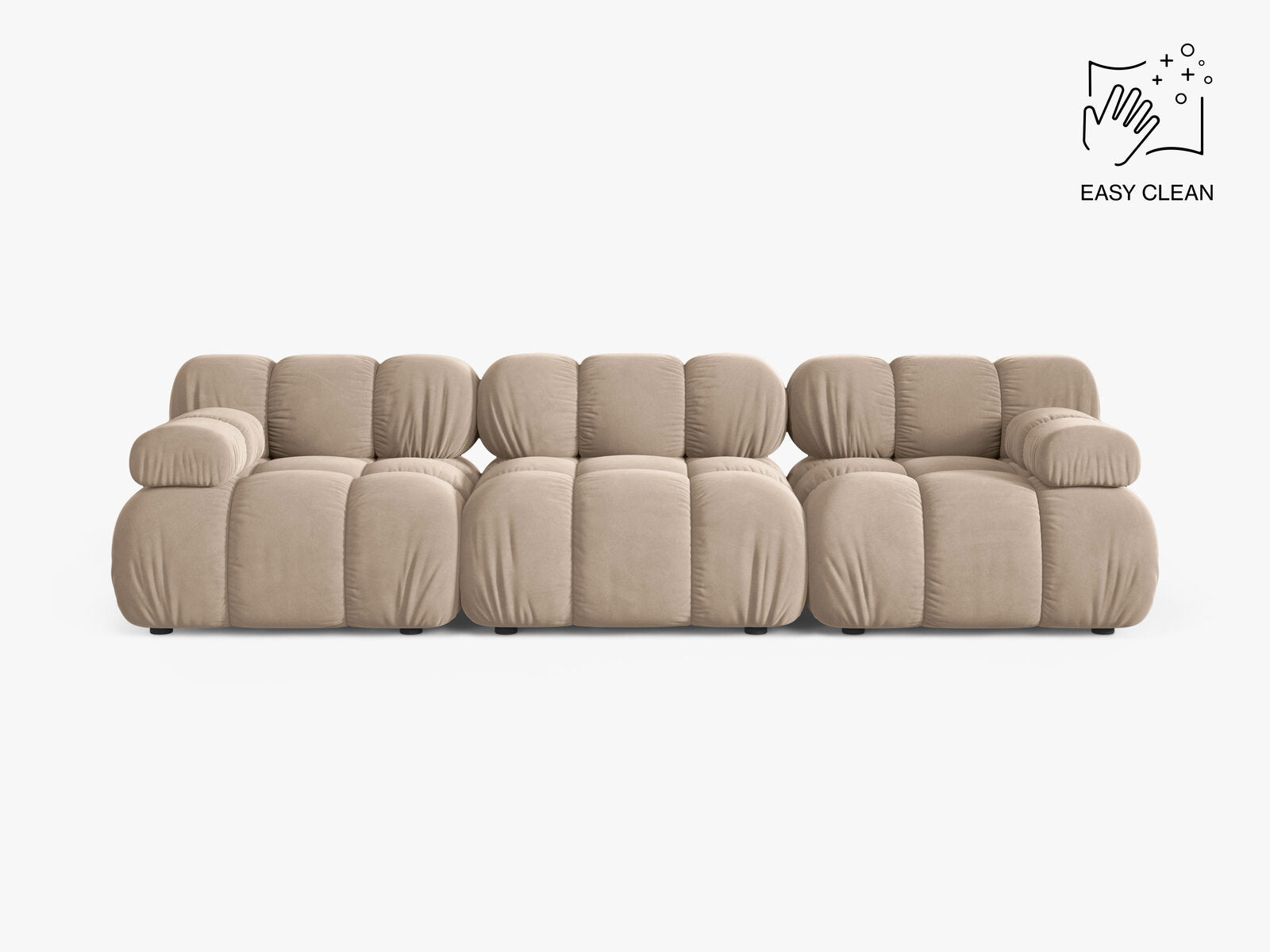 Micadoni Modulares Sofa Bellis 3-Sitzer Samt Venus Beige