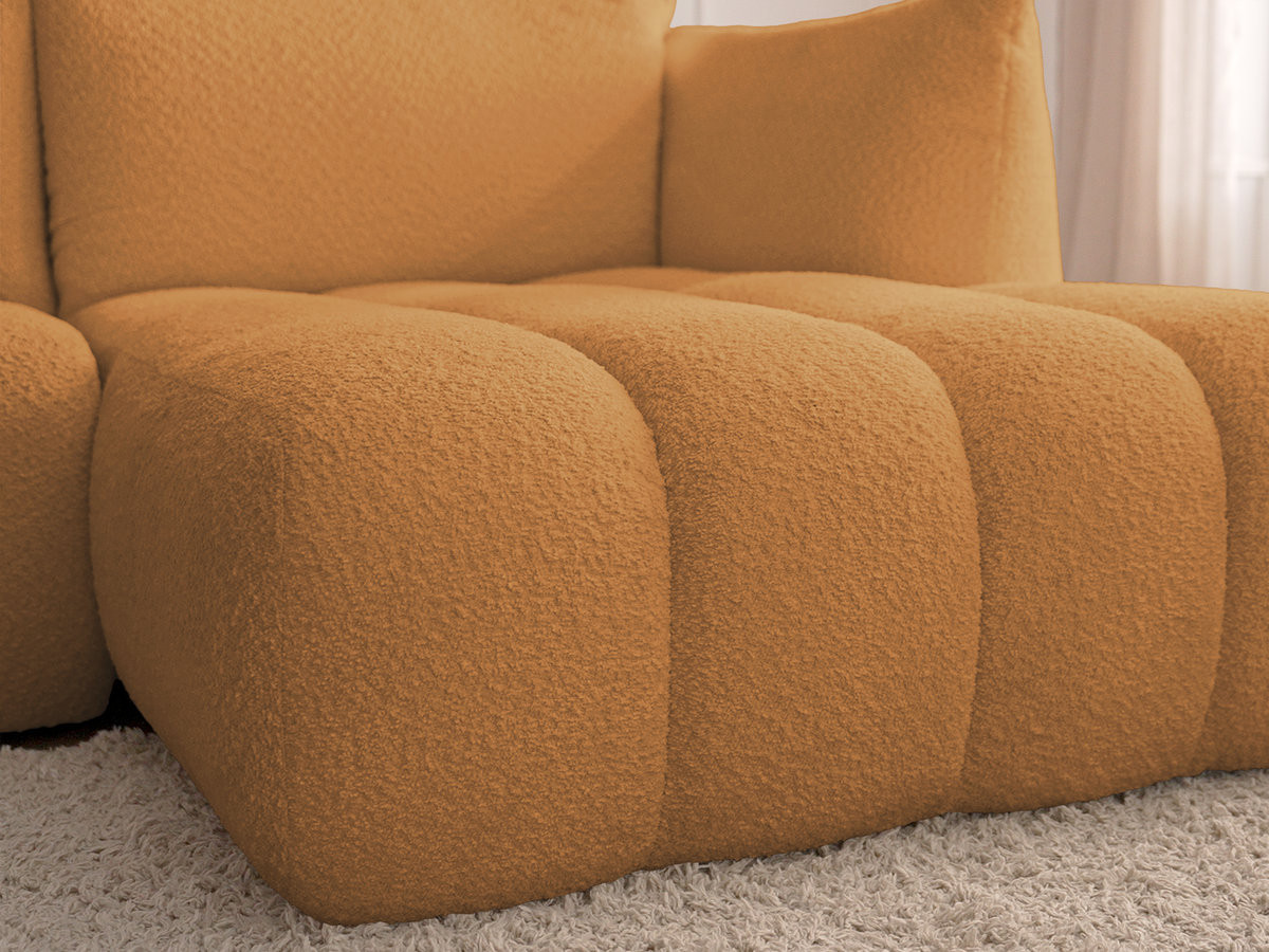 Bobochic Azra Ecksofa mit Pouf 319 × 178 cm Bouclé-Stoff Gelb Ecke rechts