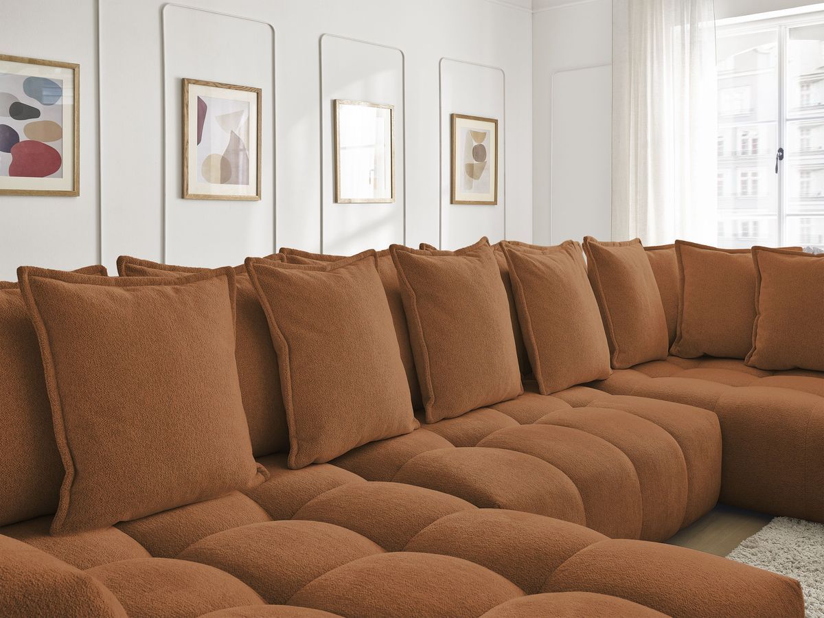 Bobochic Everest Wohnlandschaft, 14 Kissen Melange-Stoff Orange Ecke links