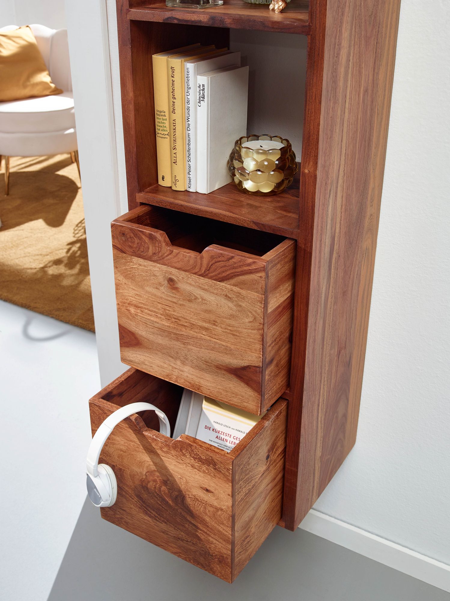 Wandregal Kvisker Massivholz Dunkelbraun 35 × 30 × 150 cm