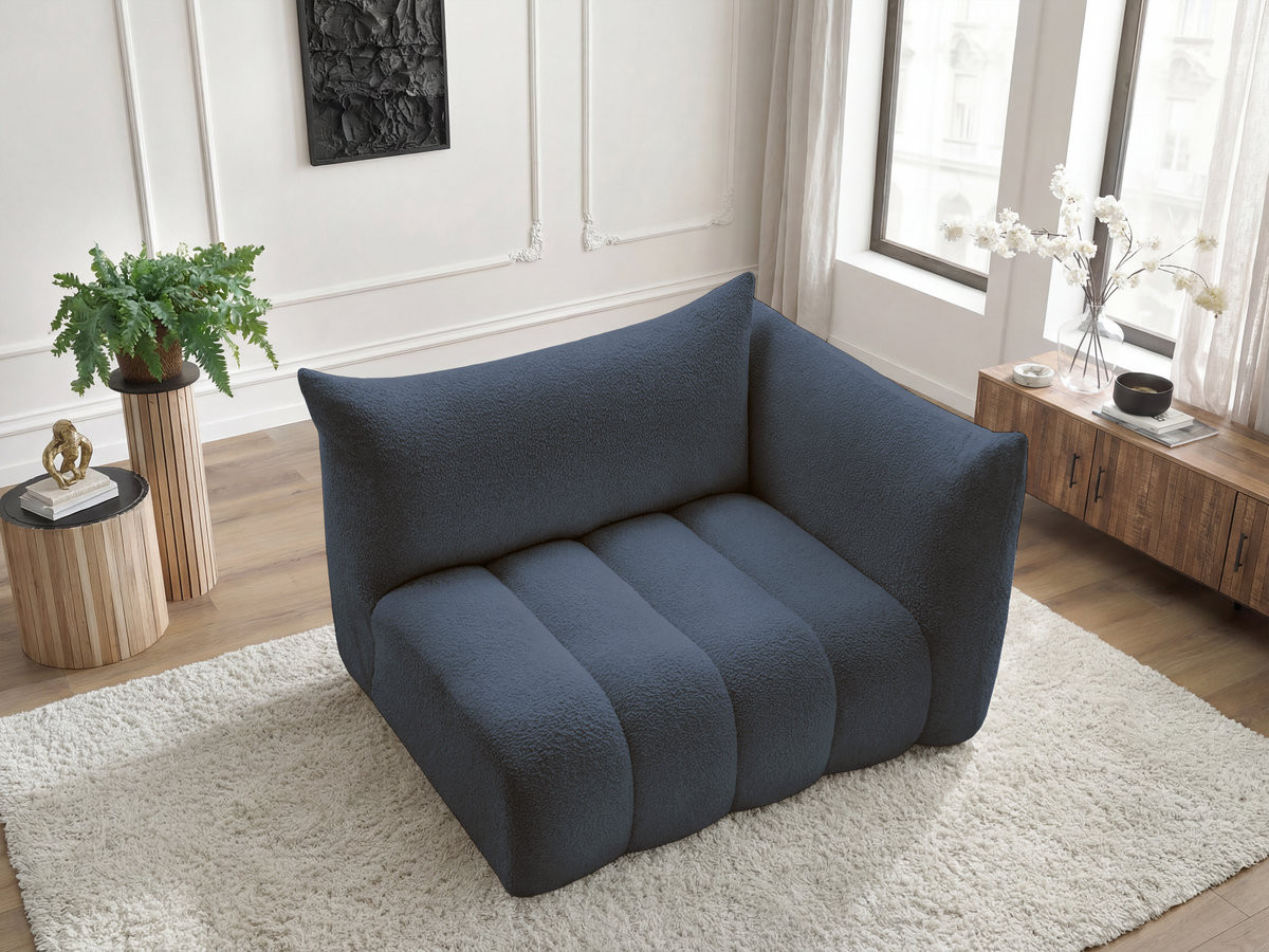 Bobochic Azra Sofamodul 2-Sitzer 143 × 112 cm Bouclé-Stoff Dunkelblau Ecke rechts