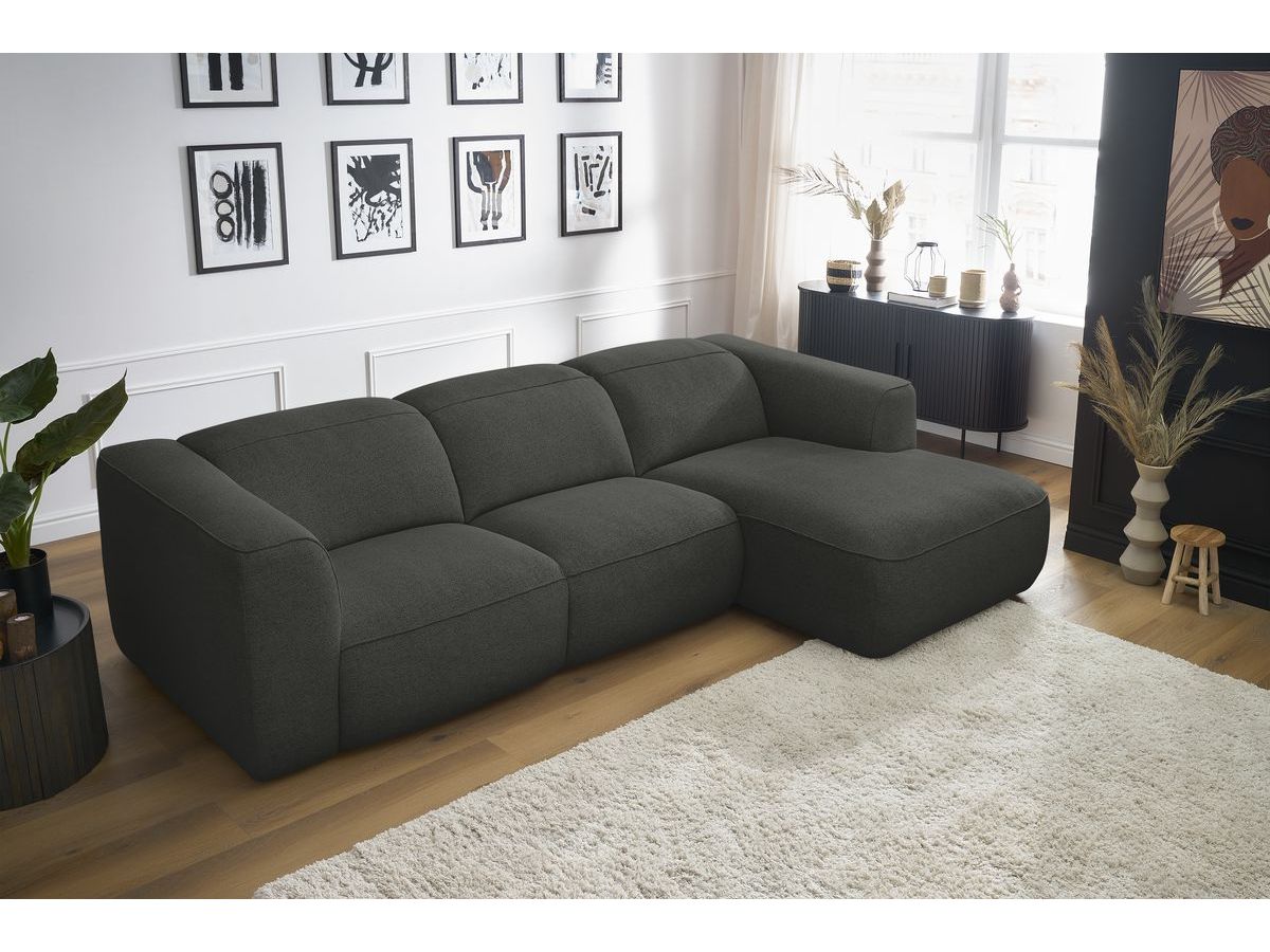 Bobochic William Ecksofa Melange-Stoff Dunkelgrau Ecke rechts