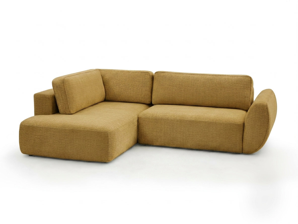 Bobochic Denise Ecksofa mit Schlaffunktion und Bettkasten 256 × 197 cm Strukturstoff Gelb Ecke links