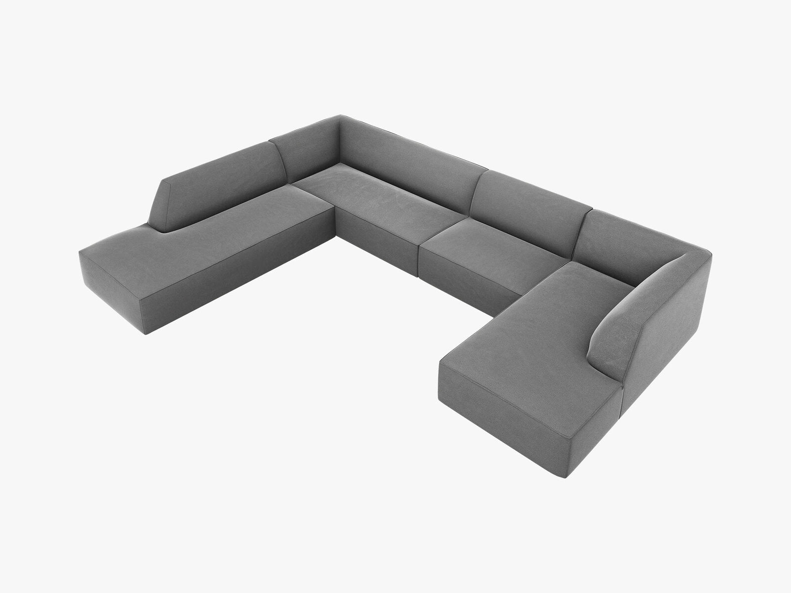 Micadoni Panorama-Ecksofa Ruby 7-Sitzer Links Samt Salvador Grau