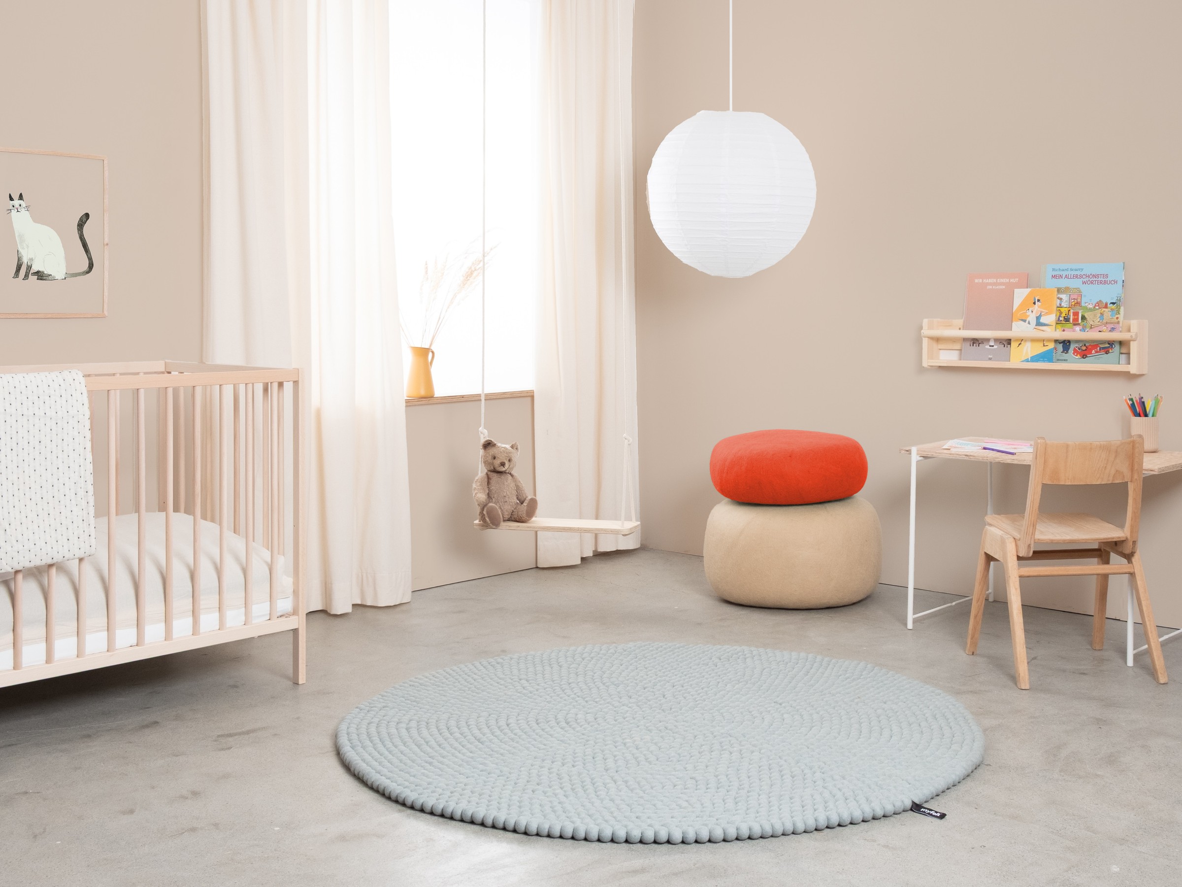 myfelt Liv Filzkugelteppich Hellblau rund Ø 50 cm