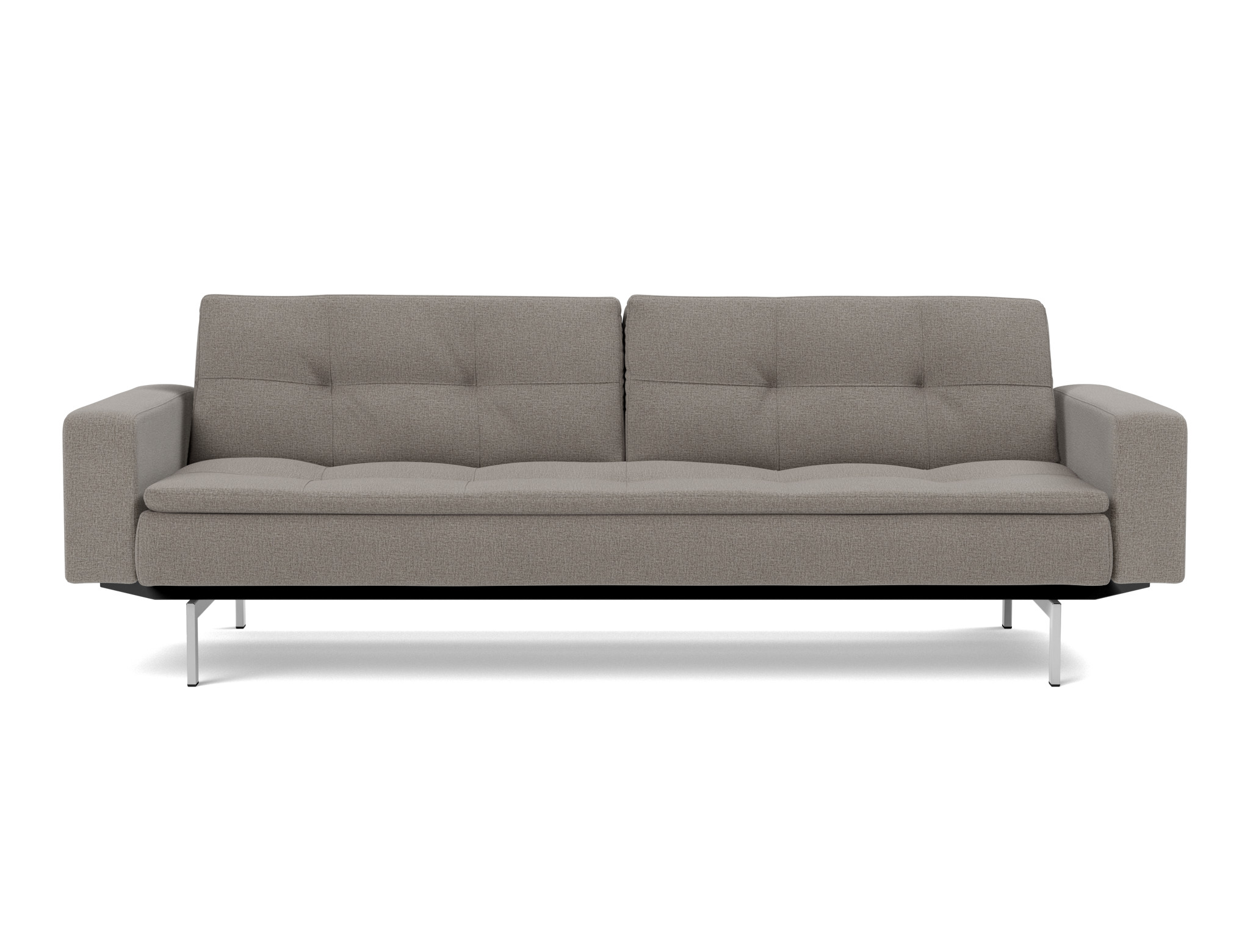 Schlafsofa Dublexo mit Armlehnen Flachgewebe Mixed Dance 521-Grey Beine Chrom