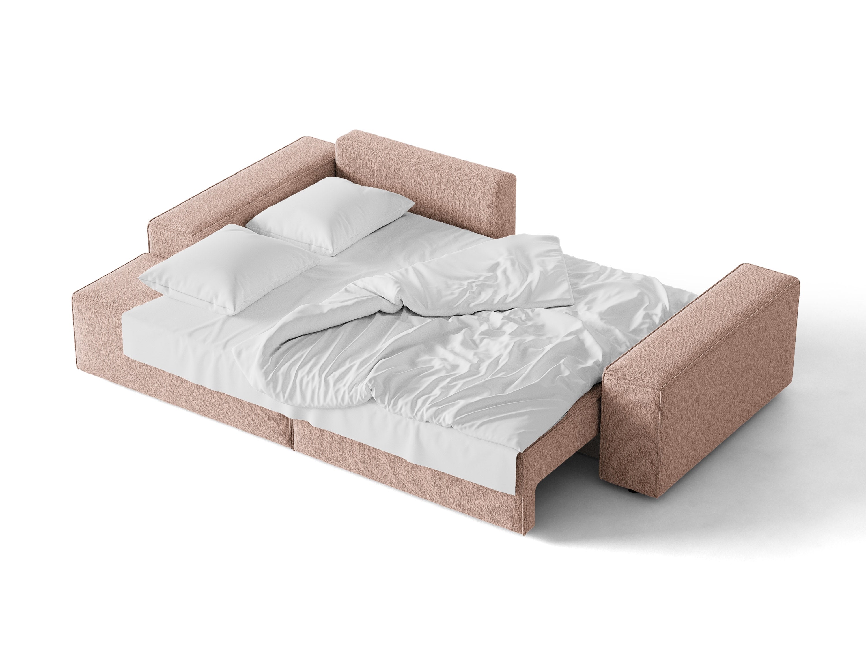 Micadoni Schlaf-Ecksofa Jodie 3-Sitzer Boucle Baloo Puderrosa Links