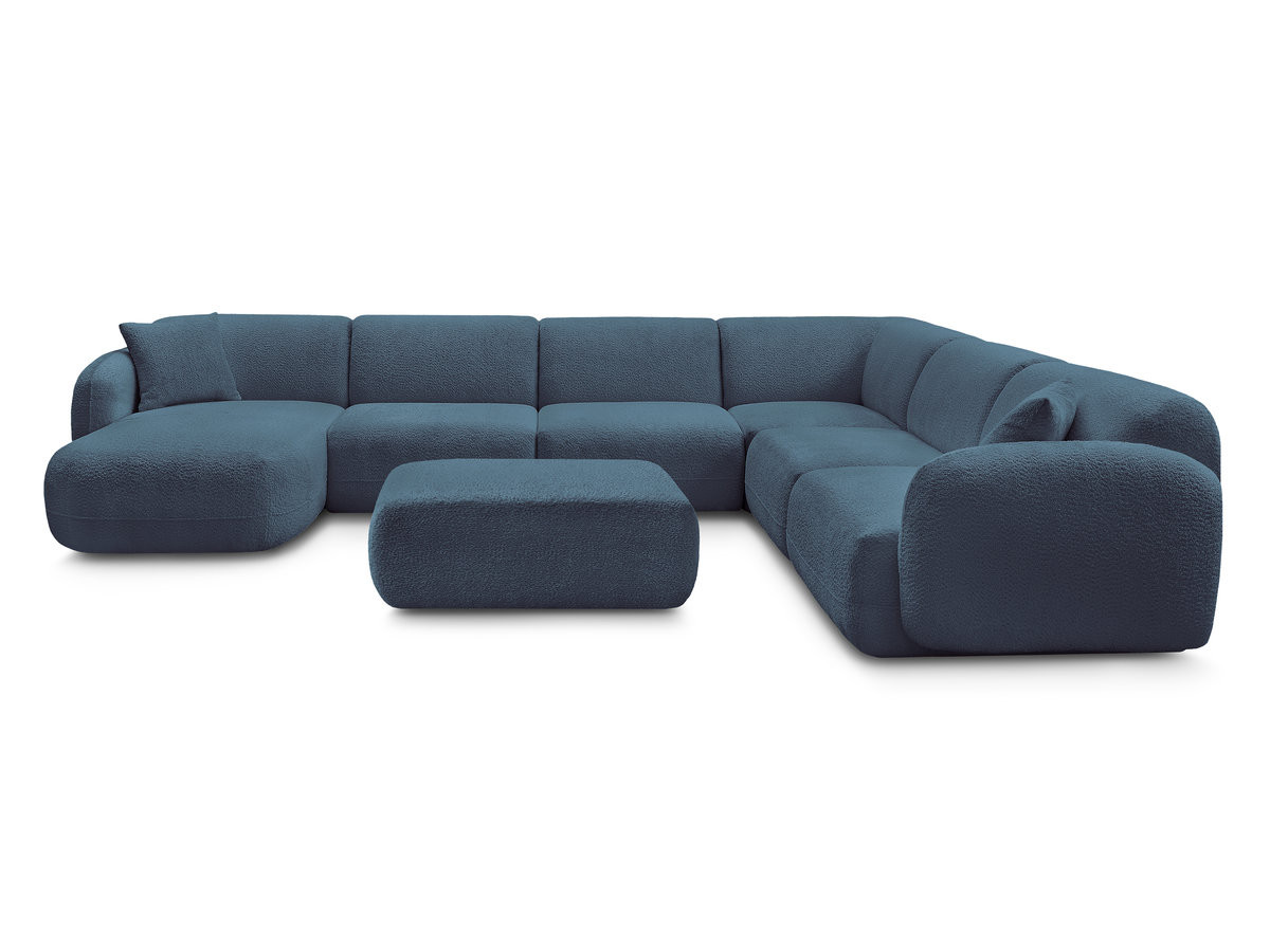 Bobochic Anda Wohnlandschaft mit Pouf 373 × 289 cm Chenille Hellblau Ecke rechts