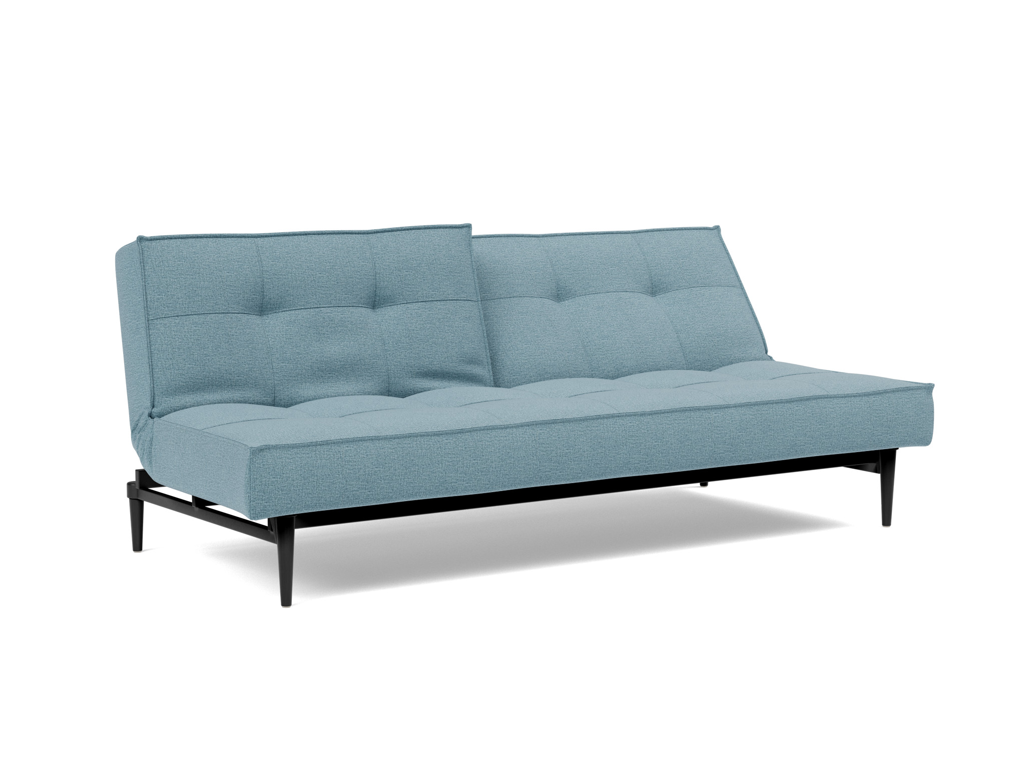 Schlafsofa Splitback Flachgewebe Mixed Dance 525-Light-Blue Beine Styletto Eiche schwarz