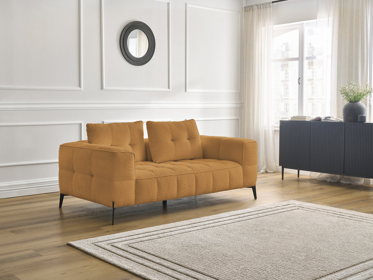 Bobochic Anis Sofa 2-Sitzer Bouclé-Stoff Gelb