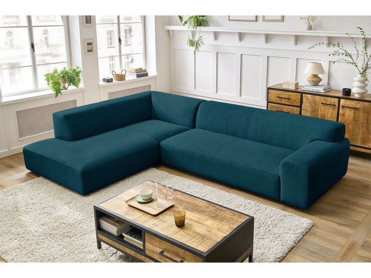 Bobochic Lavena Ecksofa 312 × 220 cm Samt Dunkelblau Ecke links
