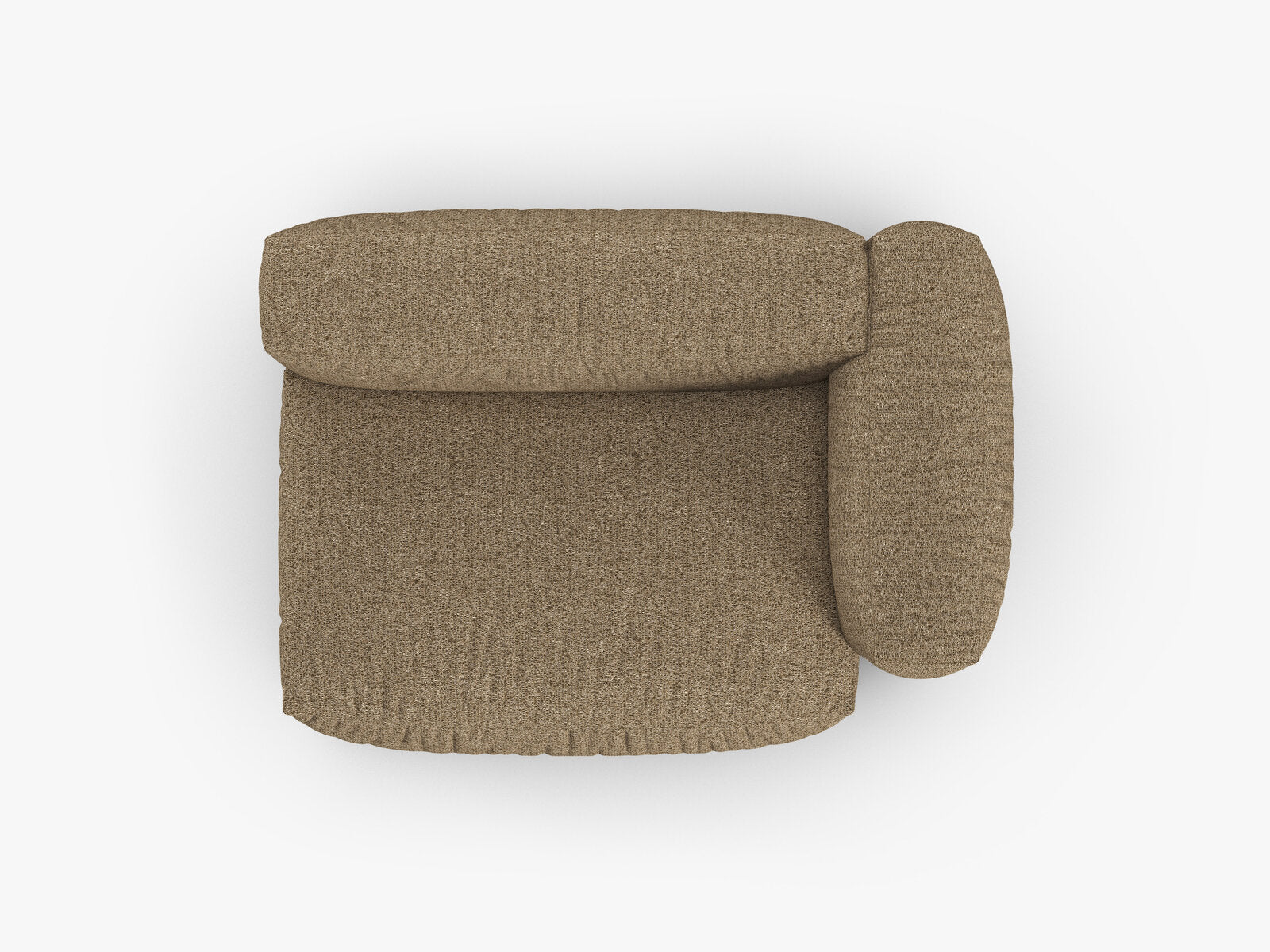 Micadoni Eckmodul mit Armlehne Martina 1-Sitzer Groß 90cm Sitztiefe Rechts Boucle Monet Cappuccino
