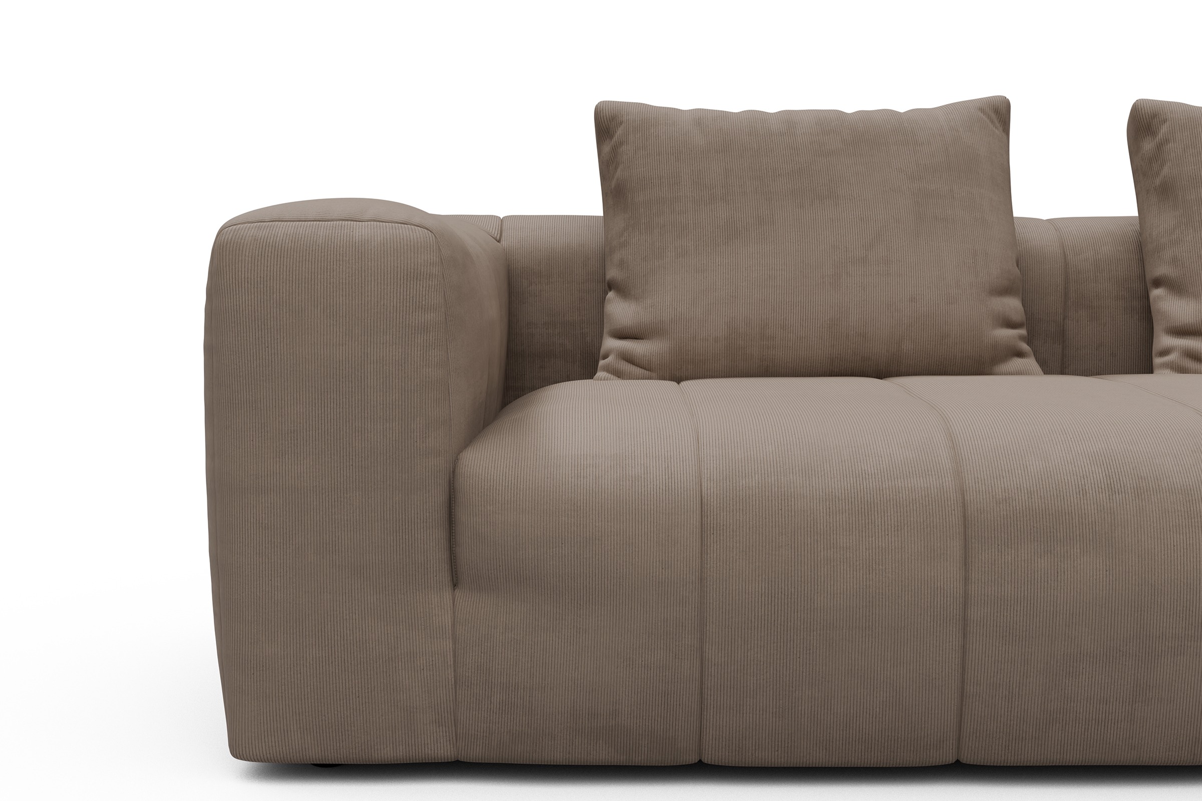 Ecksofa Hugo 2x 2,5-Sitzer Armlehne links Cordufine-Biege