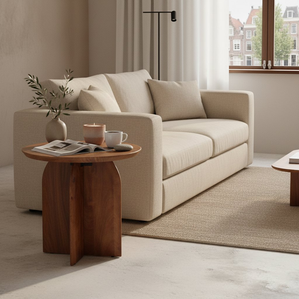 Raw Materials Bullnose Beistelltisch aus Mangoholz Cross Ø 50cm