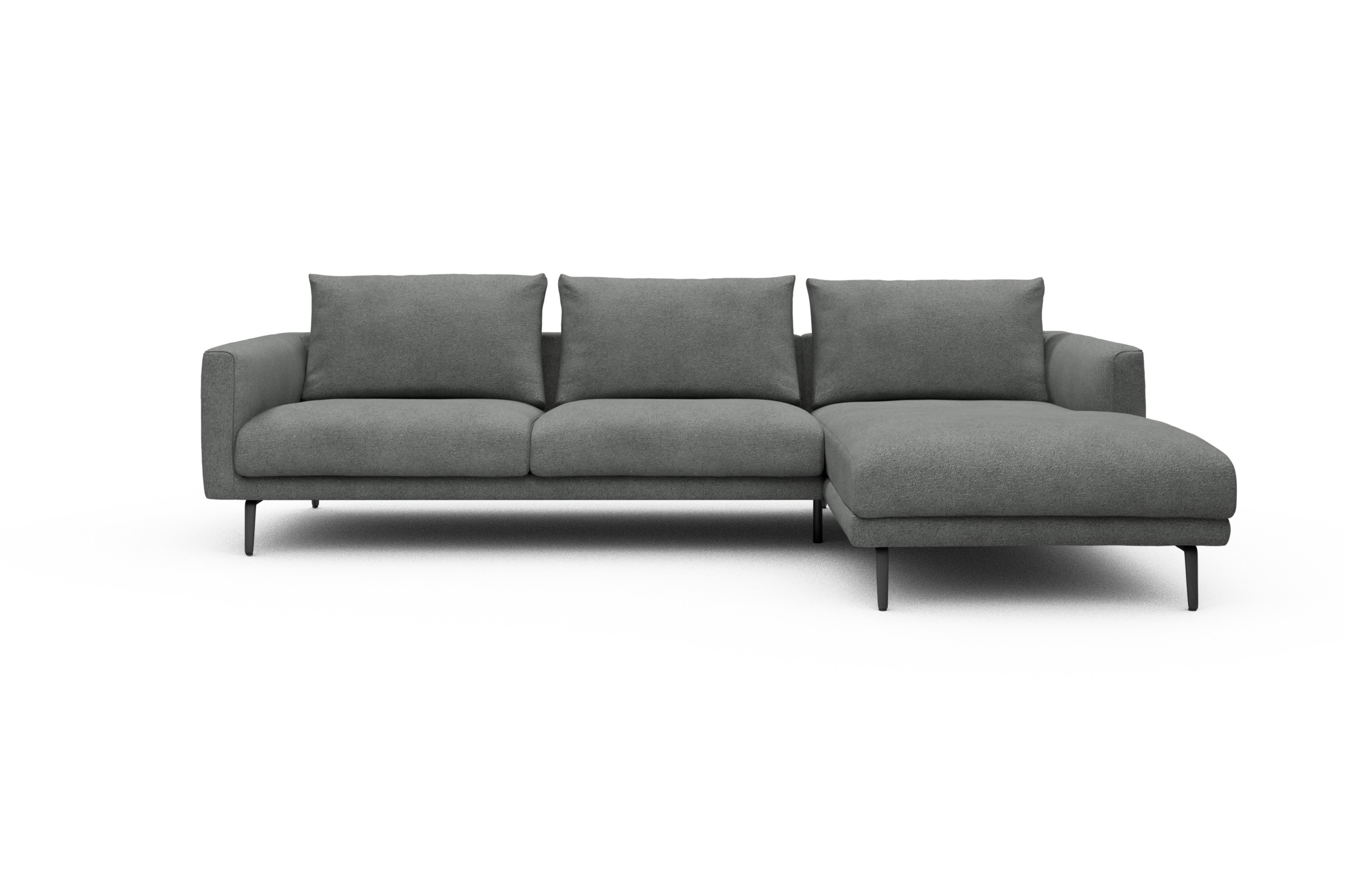 Skandi Home Ecksofa Karl Chaiselongue rechts mit 2,5-Sitzer Boucle-Ash-Grey moebelfaktor