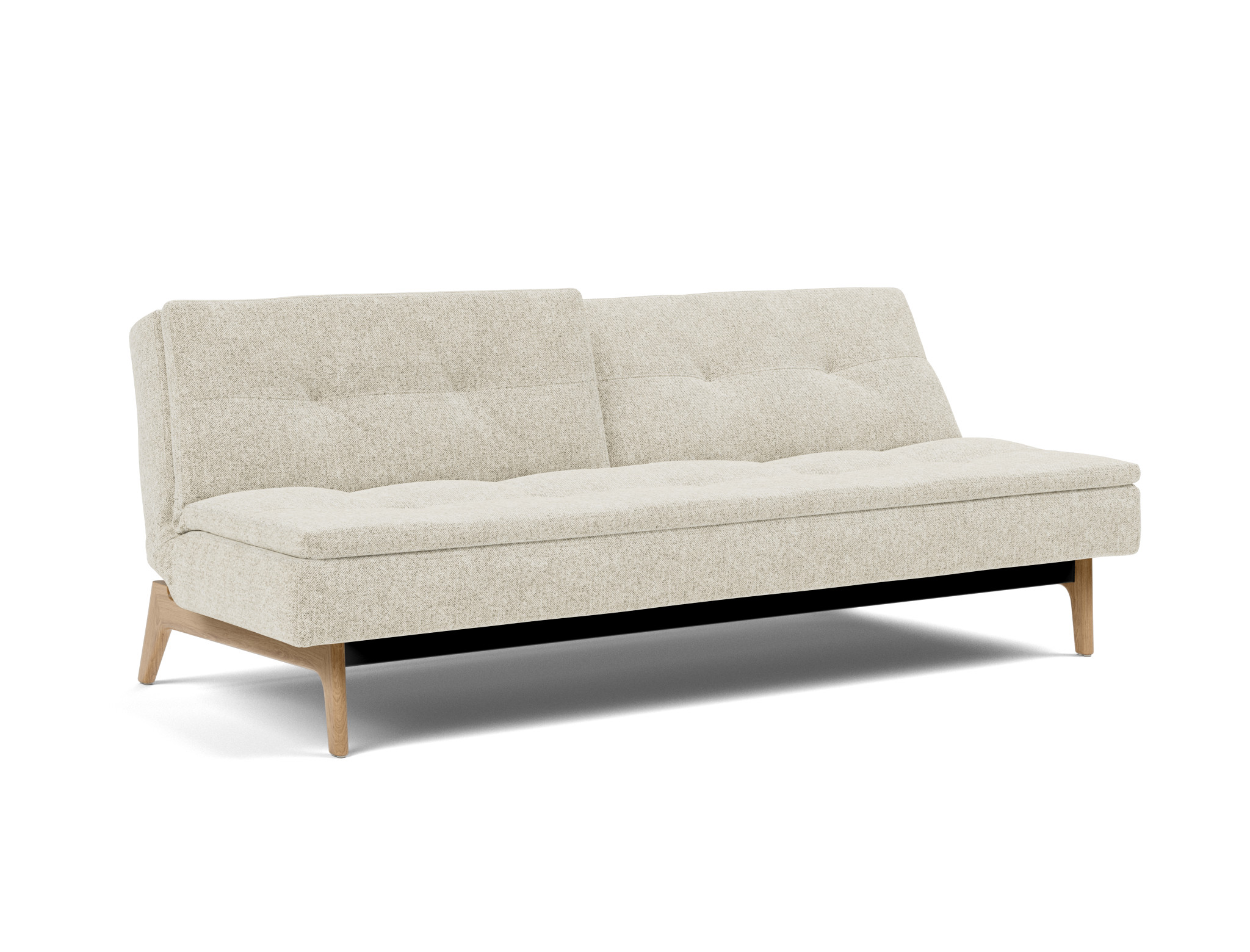 Schlafsofa Dublexo Strukturierter Stoff Taura 357-Off-White Beine Eiche