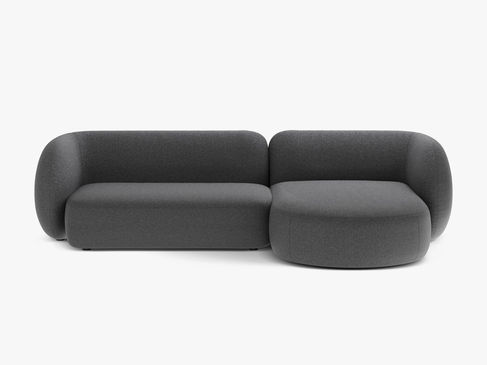 Micadoni Ecksofa Kate 3-Sitzer Rechts Strukturierter Stoff Dunkelgrau Melange