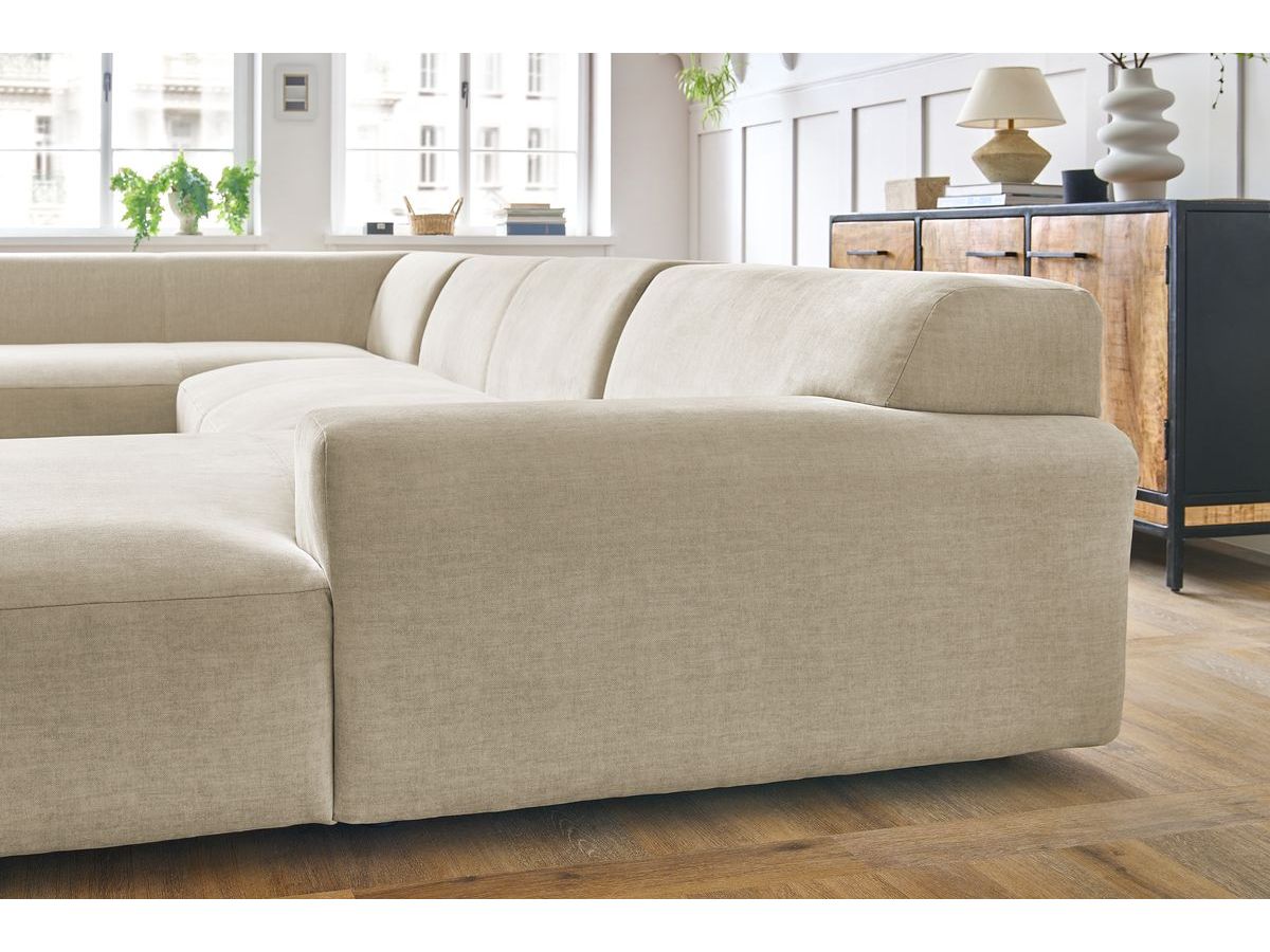 Bobochic Lavena Wohnlandschaft 399 × 220 cm Samt Beige Ecke rechts