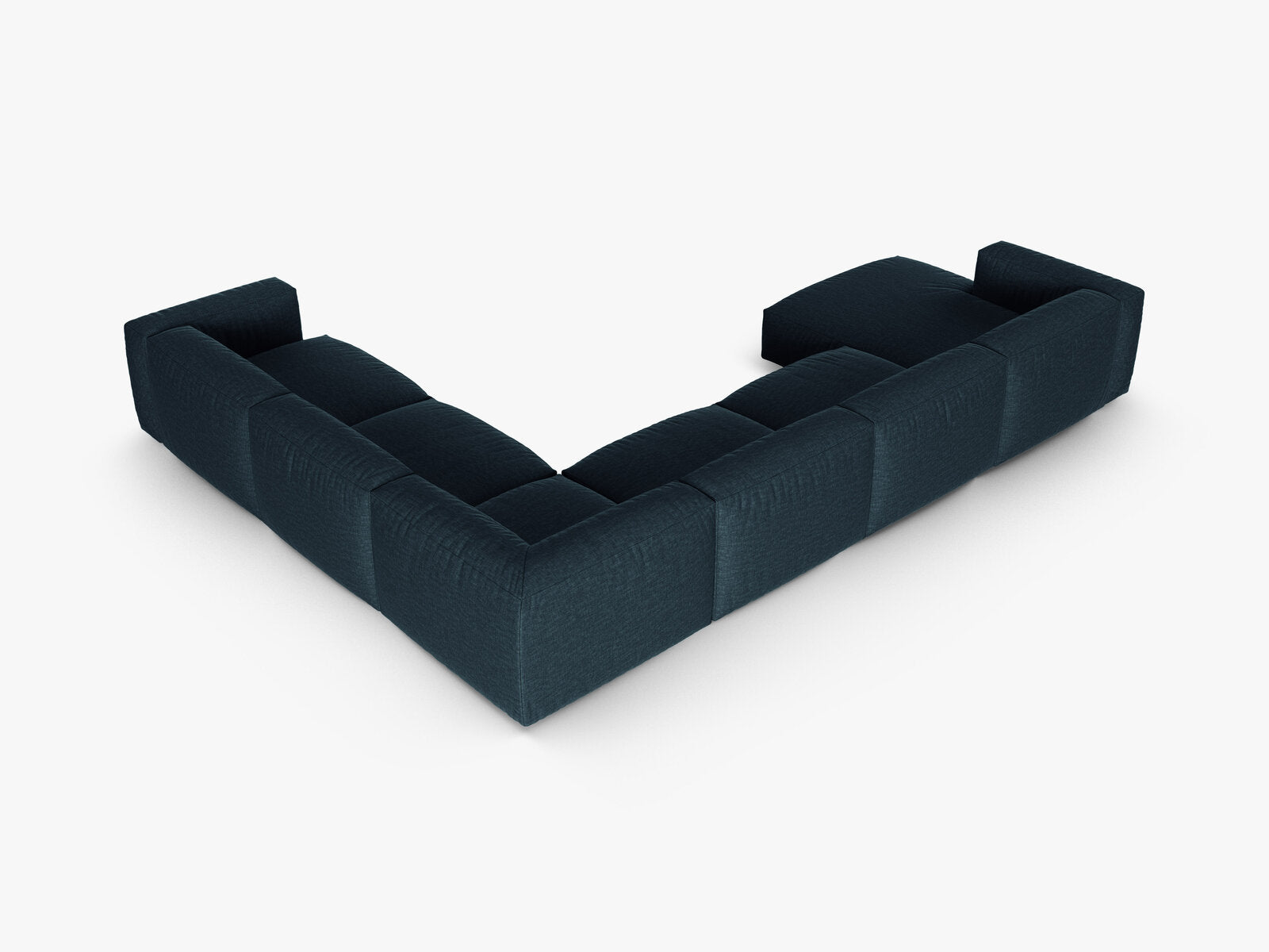 Micadoni modulares Ecksofa XL Martina 6-Sitzer 90cm Sitztiefe Rechts Strukturierter Stoff Boston Jeansblau