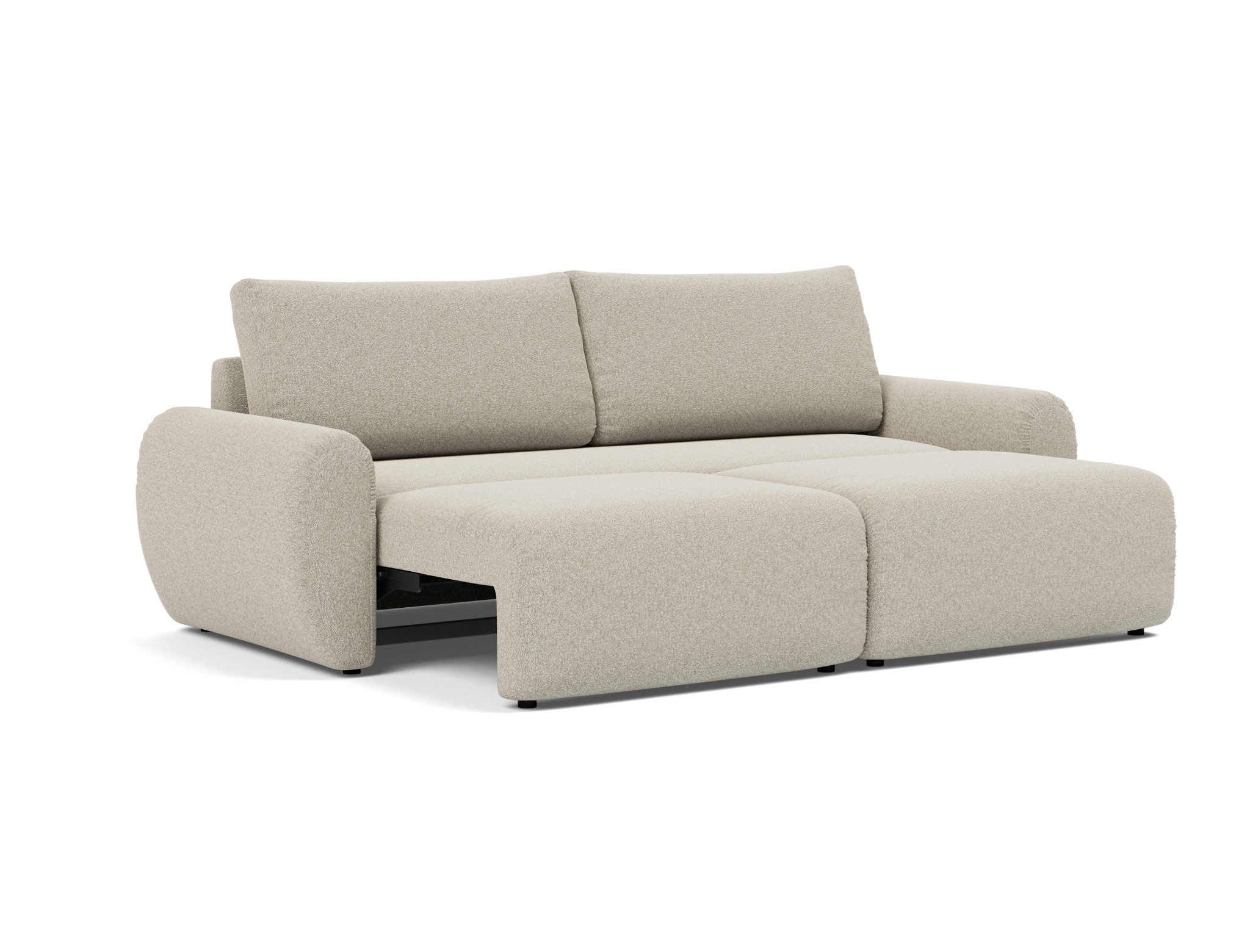 Schlafsofa Norum mit Curve-Armlehnen Boucle Skandi 539-Beige