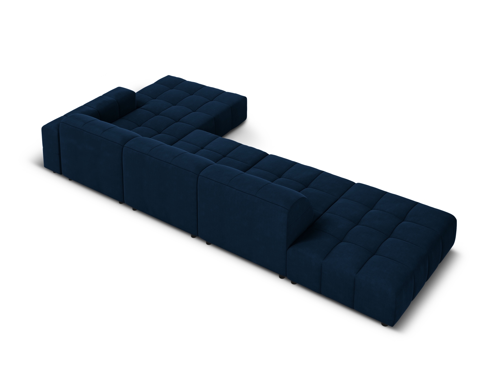 Cosmopolitan Design Ecksofa Chicago 5-Sitzer offen Samt Bluvel Königsblau Rechts