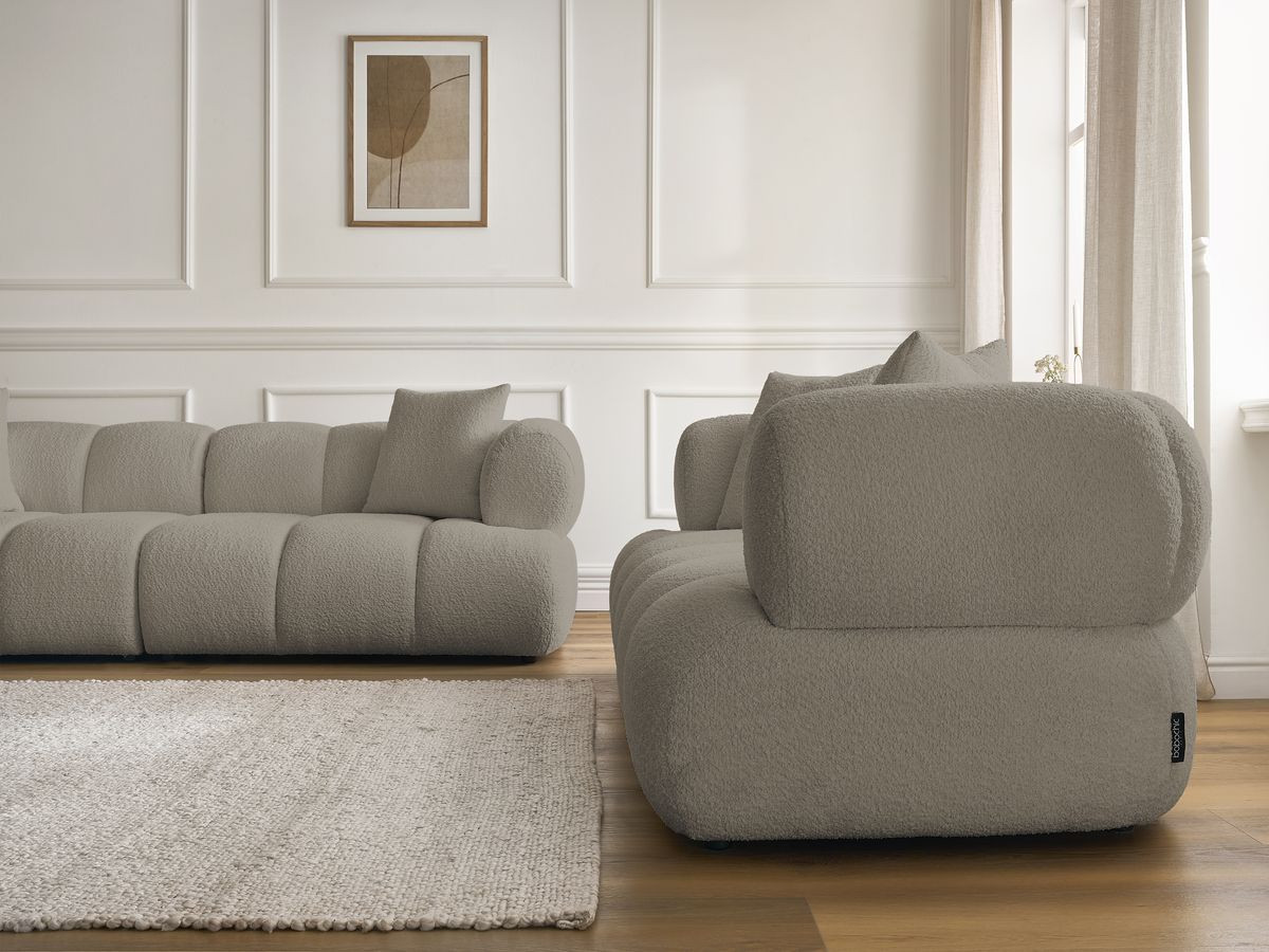 Bobochic Pamira Sofa 5-Sitzer Bouclé-Stoff Taupe