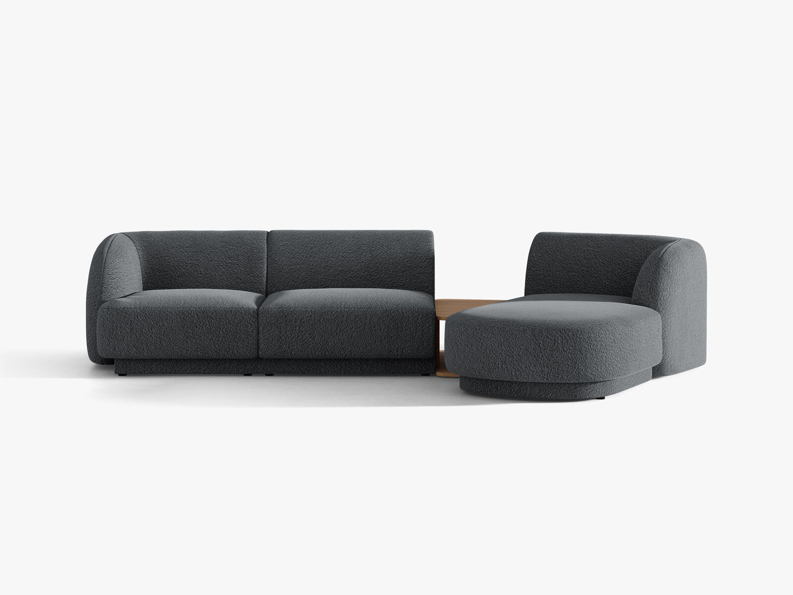 Micadoni Modulares Sofa Miley mit Recamiere 3-Sitzer Rechts Boucle Baloo Dunkelgrau