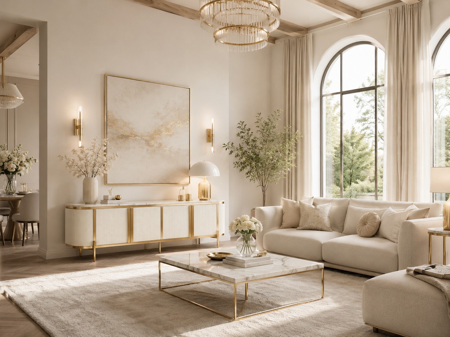 Livin Hill TV-Kommode Stilig 200 × 40 × 60 cm Ecru-Weiß, Platte Weiß